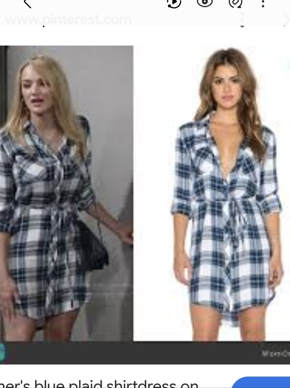 Cloth & Stone Blue Plaid Shirt Dress with Tie Waist Sz.M NWT